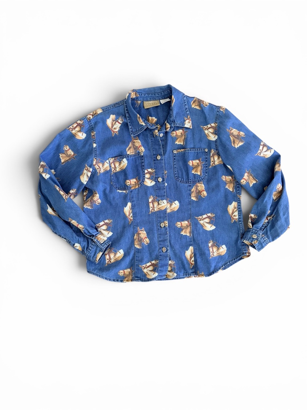 Vintage - Liz Claiborne - Chambray Novelty Shirt - Size M Petite - Picture 3 of 7
